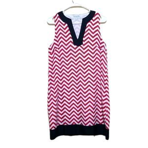 Mud Pie Red Black white Chevron Short Dress   Sz Small